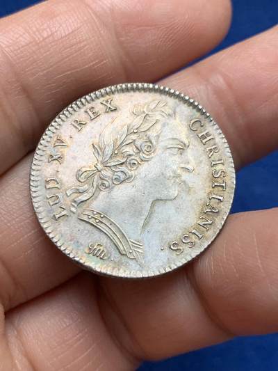 《竞宝斋》第485场 周日，周一，周二 3场连拍 （全场包邮）20级店铺 欢迎送拍 法国1758年瓦伦谢讷大会银质代币，8.80g，28.7mm