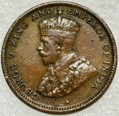 文馨钱币收藏第 302 场，国外回流老铜币，中东阿拉伯地区，拉美等国货币，30 号 1 号二连拍，长期接代拍业务，预计 4 月 4-5 号发货 好品 1917 年英属锡兰乔治五世 1/2 分铜币