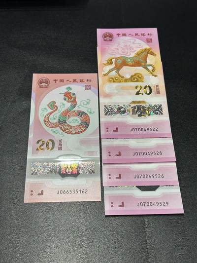 《外钞收藏家》第六百三十一期（五一假期场）（长期征集拍品、欢迎藏友们联系合作） 2025年蛇钞1张无47+26年马钞4张一起 全新UNC