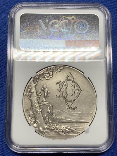 《竞宝斋》第485场 周日，周一，周二 3场连拍 （全场包邮）20级店铺 欢迎送拍 NGC MS62 法国O.Roty “永恒的爱”婚姻爱情纪念银章