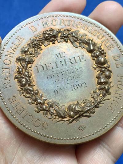 《竞宝斋》第485场 周日，周一，周二 3场连拍 （全场包邮）20级店铺 欢迎送拍 法国国家园艺博览会纪念大铜章 148.2克 67.5mm 丰饶角铜标