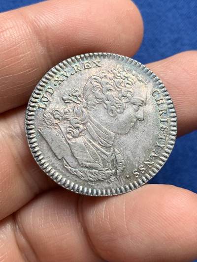 《竞宝斋》第485场 周日，周一，周二 3场连拍 （全场包邮）20级店铺 欢迎送拍 法国国王的马厩银质jeton，7.24g，28.8mm