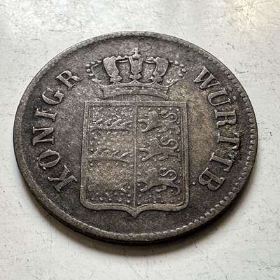 🌹外币初藏🌹🐯2026年第47场   每周二四六晚8️⃣点  世界硬币  - 符腾堡王国 1845年 6克鲁泽银币 2.7克-19毫米-33.3%银