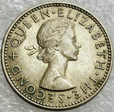 文馨钱币收藏第 302 场，国外回流老铜币，中东阿拉伯地区，拉美等国货币，30 号 1 号二连拍，长期接代拍业务，预计 4 月 4-5 号发货 好品 1963 年英属新西兰 1 先令