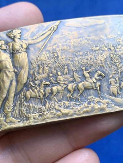 《竞宝斋》第485场 周日，周一，周二 3场连拍 （全场包邮）20级店铺 欢迎送拍 法国军事准备铜章，56g，38.7*58mm，丰饶角边铭