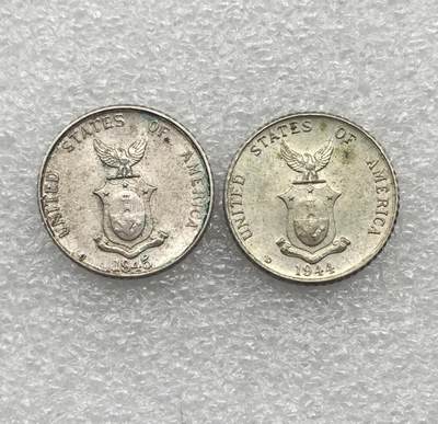 世界钱币专场拍卖 每周二开拍 美属菲律宾打铁女神10分银币 2枚一组 4克