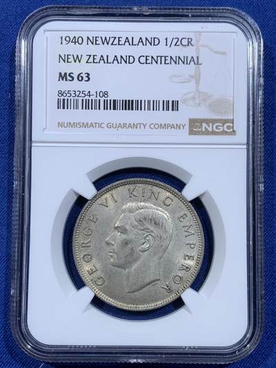 《竞宝斋》第483场 周日，周一，周二 3场连拍 （全场包邮）20级店铺 欢迎送拍 - NGC MS63 新西兰1940建国百年纪念银币，好品光度也不错，MS63品相足够凑品种玩玩了