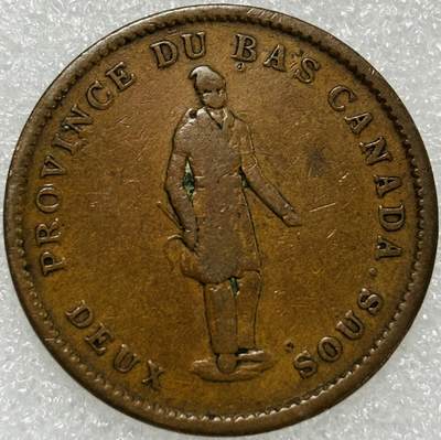 文馨钱币收藏第 302 场，国外回流老铜币，中东阿拉伯地区，拉美等国货币，30 号 1 号二连拍，长期接代拍业务，预计 4 月 4-5 号发货 少见极美品加拿大1837 年1便士token代用币34mm