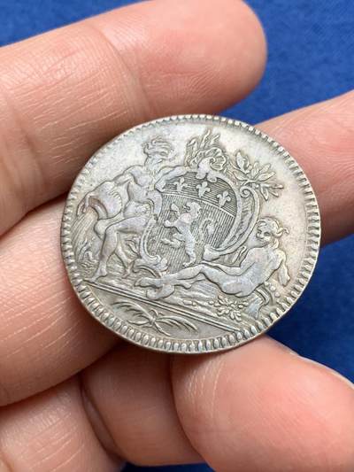 《竞宝斋》第485场 周日，周一，周二 3场连拍 （全场包邮）20级店铺 欢迎送拍 法国里昂第六任教务长Jean-Baptiste Flachat纹章铜质代币，9.43g，30.1mm