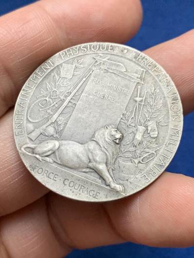 《竞宝斋》第485场 周日，周一，周二 3场连拍 （全场包邮）20级店铺 欢迎送拍 法国军事准备银质代币，22.8g，35.3mm，丰饶角2argent边铭