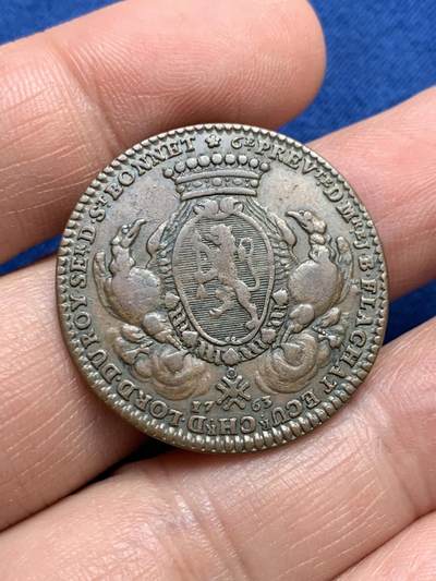 《竞宝斋》第485场 周日，周一，周二 3场连拍 （全场包邮）20级店铺 欢迎送拍 法国里昂第六任教务长Jean-Baptiste Flachat纹章铜质代币，9.43g，30.1mm