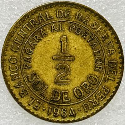 文馨钱币收藏第 302 场，国外回流老铜币，中东阿拉伯地区，拉美等国货币，30 号 1 号二连拍，长期接代拍业务，预计 4 月 4-5 号发货 1964 年秘鲁 1/2 索尔铜币