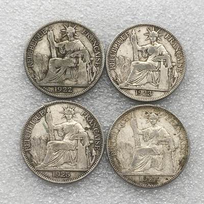 世界钱币专场拍卖 每周二开拍 坐洋女神2角银币 4枚一组 21.4克