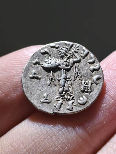 星盘世界钱币 5.2年度精品币大拍 一周年抽奖活动 美品！东方希腊·印度-希腊王国米南德一世，1德拉克马银币公元前155–130年 正面：希腊文铭文 ΒΑΣΙΛΕΩΣ ΣΩΤΗΡΟΣ ΜΕΝΑΝΔΡΟΥ（救世主国王米南德）