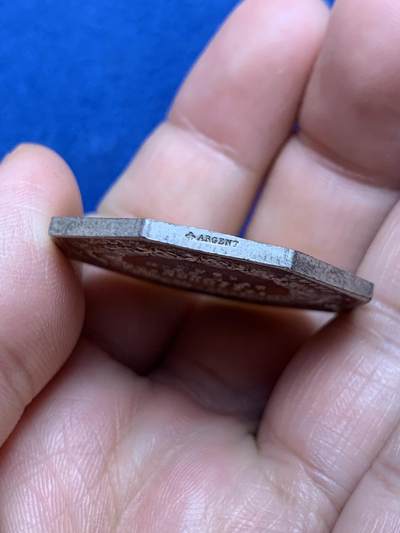 《竞宝斋》第485场 周日，周一，周二 3场连拍 （全场包邮）20级店铺 欢迎送拍 法国八角银质代币，星辰保险公司，21.05g，35.8mm，蜜蜂边铭