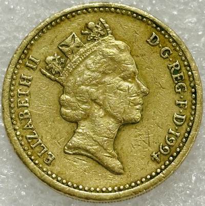 文馨钱币收藏第 302 场，国外回流老铜币，中东阿拉伯地区，拉美等国货币，30 号 1 号二连拍，长期接代拍业务，预计 4 月 4-5 号发货 1994 年 英国1英镑铜币苏格兰站狮