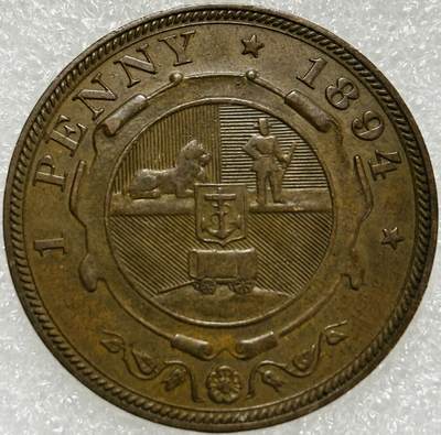 文馨钱币收藏第 302 场，国外回流老铜币，中东阿拉伯地区，拉美等国货币，30 号 1 号二连拍，长期接代拍业务，预计 4 月 4-5 号发货 稀少极美品德兰士瓦共和国1894 年1便士青铜币 比勒陀利乌斯 30.8MM 