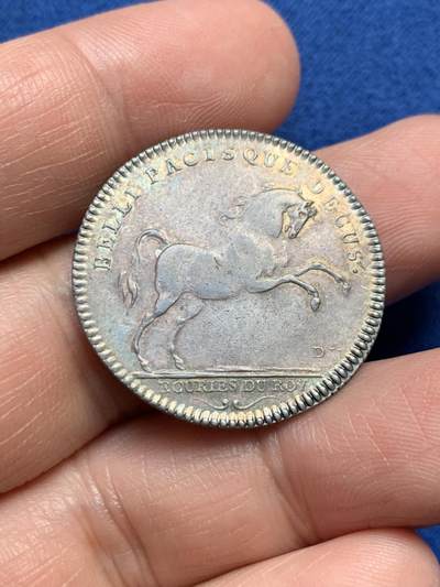 《竞宝斋》第485场 周日，周一，周二 3场连拍 （全场包邮）20级店铺 欢迎送拍 法国国王的马厩银质jeton，7.24g，28.8mm