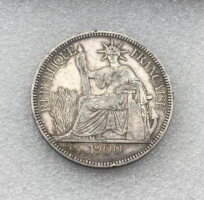 世界钱币专场拍卖 每周二开拍 1900年法属坐洋女神一元银币 