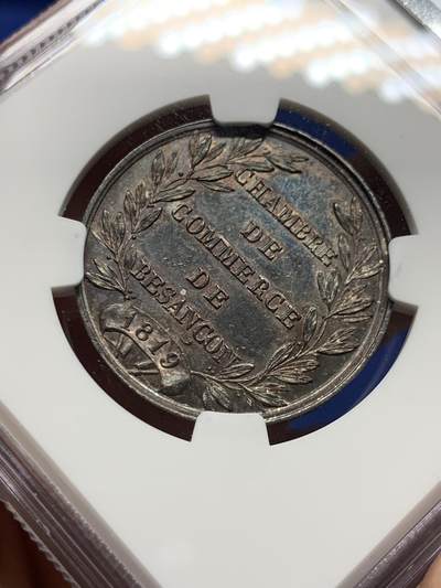 《竞宝斋》第485场 周日，周一，周二 3场连拍 （全场包邮）20级店铺 欢迎送拍 NGC MS61 法国贝桑松商会银质jeton