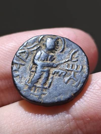 星盘世界钱币 5.2年度精品币大拍 一周年抽奖活动 印度·贵霜帝国迦腻色伽一世，约公元127/8–152年1德拉克马铜币铸币主厂：卡皮沙（贝格拉姆，今阿富汗一带） 背面娜娜女神