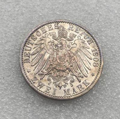 世界钱币专场拍卖 每周二开拍 稀少1908年德国萨克森耶拿大学2马克银币