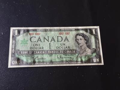《外钞收藏家》第六百三十一期（五一假期场）（长期征集拍品、欢迎藏友们联系合作） 1967年加拿大风景版1加元 纪念钞 全新UNC
