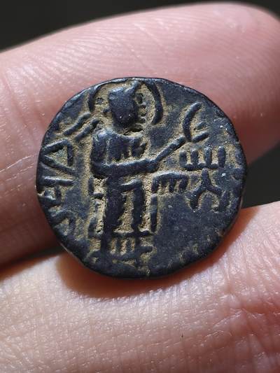 星盘世界钱币 5.2年度精品币大拍 一周年抽奖活动 印度·贵霜帝国迦腻色伽一世，约公元127/8–152年1德拉克马铜币铸币主厂：卡皮沙（贝格拉姆，今阿富汗一带） 背面娜娜女神