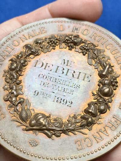 《竞宝斋》第485场 周日，周一，周二 3场连拍 （全场包邮）20级店铺 欢迎送拍 法国国家园艺博览会纪念大铜章 148.2克 67.5mm 丰饶角铜标