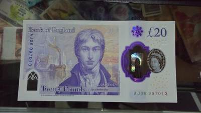 世界钱币～微拍第248期暨2026年第29期  少量老库存低价起拍 2018年20英镑塑料钞女王 全新绝品无4尾号013