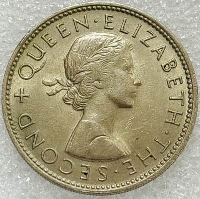 文馨钱币收藏第 302 场，国外回流老铜币，中东阿拉伯地区，拉美等国货币，30 号 1 号二连拍，长期接代拍业务，预计 4 月 4-5 号发货 带光好品 1963年英属新西兰 1 佛罗琳