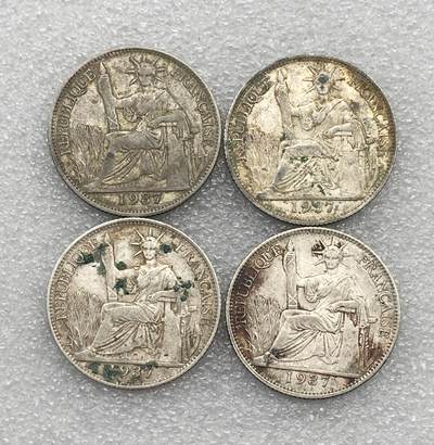 世界钱币专场拍卖 每周二开拍 坐洋女神2角银币 4枚一组 21.2克