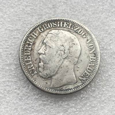 世界钱币专场拍卖 每周二开拍 1876年德国巴登大公弗里德里希短翅2马克银币