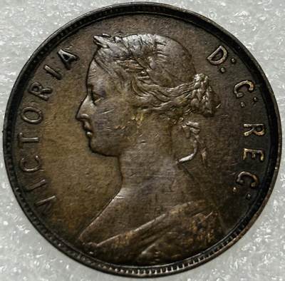 文馨钱币收藏第 302 场，国外回流老铜币，中东阿拉伯地区，拉美等国货币，30 号 1 号二连拍，长期接代拍业务，预计 4 月 4-5 号发货 稀少极美品 1873 年 英属加拿大纽芬兰 维多利亚  1分 铜币 