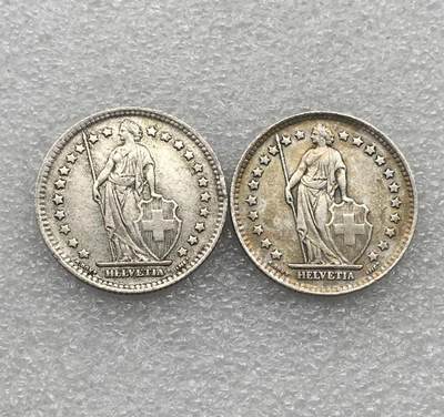 世界钱币专场拍卖 每周二开拍 瑞士女神1法郎银币 2枚一组 10克