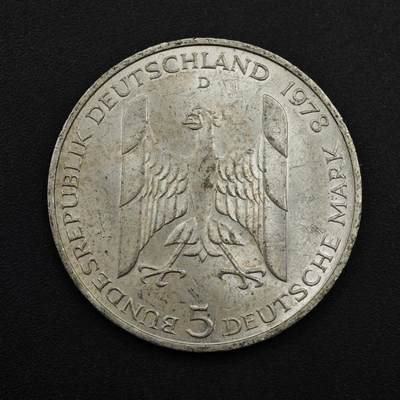 【淘币小摊】实时拍第九百零二拍   银币场    每周一统一发货 德国1978年魏玛共和国第十六任总理古斯塔夫·斯特雷赛曼5马克银币