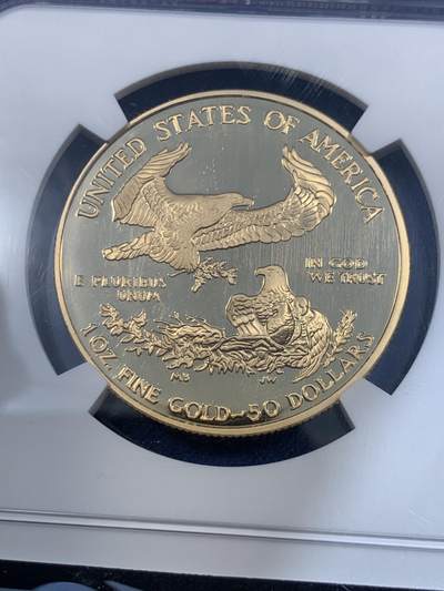 《竞宝斋》第484场 周日，周一，周二 3场连拍 （全场包邮）20级店铺 欢迎送拍 冠军分 NGC PF70UC 美国2008年自由女神50美元精制金币 W版 高浮雕 917金 33.93克（含1盎司纯金）美国金鹰 满分佳品