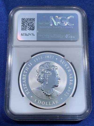 《竞宝斋》第484场 周日，周一，周二 3场连拍 （全场包邮）20级店铺 欢迎送拍 NGC MS70 满分 澳大利亚2023年“黑天鹅”一盎司反精制银币，天鹅镜面浮雕。