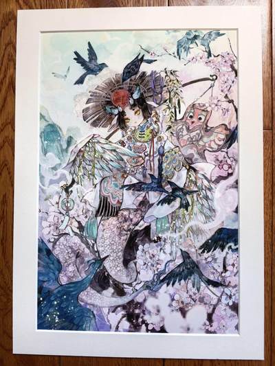 第114期阳大大卡牌拍卖第114期（持续收拍品，周五晚上九点截拍，进群福利早知道） 【展会签绘】玉玉卿 展会签绘 A3尺寸 此版本激光画一比一还原原画，非亲签版闹海荟现场售价200，此款玉老师精心签绘，无与伦比