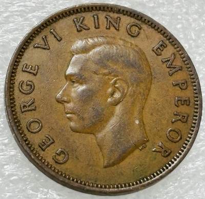 文馨钱币收藏第 302 场，国外回流老铜币，中东阿拉伯地区，拉美等国货币，30 号 1 号二连拍，长期接代拍业务，预计 4 月 4-5 号发货 1942 年英属新西兰乔治六世半便士铜币