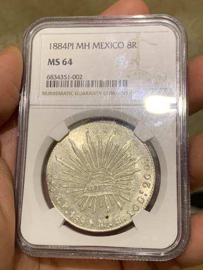 《竞宝斋》第484场 周日，周一，周二 3场连拍 （全场包邮）20级店铺 欢迎送拍 NGC MS64 墨西哥1884年 PIMH老鹰银币 圣路易斯波多西 小厂精品之作 NGC冠军分 难得筹码 藏家朋友们把握住机会