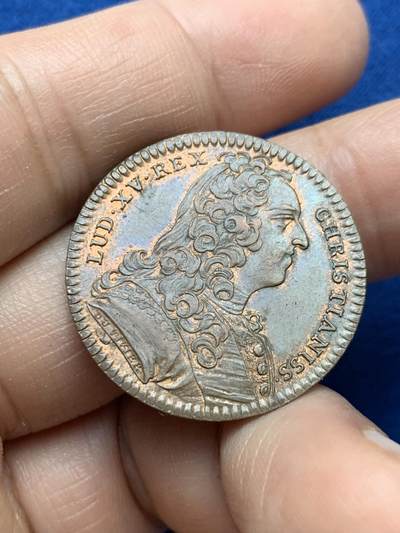 《竞宝斋》第484场 周日，周一，周二 3场连拍 （全场包邮）20级店铺 欢迎送拍 法国1789年路易十五头像铜质代币