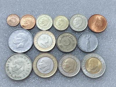 第一海外回流一元起拍收藏 散集专场  第313期 土耳其硬币 14枚 无重复