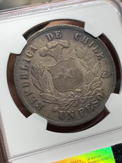 《竞宝斋》第484场 周日，周一，周二 3场连拍 （全场包邮）20级店铺 欢迎送拍 NGC MS61 智利1884SO大银币，低评了，品种常见状态好，纯正欧洲纸袋包浆。