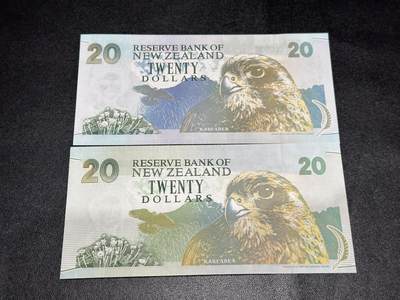 《外钞收藏家》第六百三十一期（五一假期场）（长期征集拍品、欢迎藏友们联系合作） 新西兰20元 全部是ZZ补号 2张一起 全新UNC