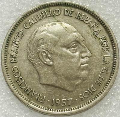 文馨钱币收藏第 302 场，国外回流老铜币，中东阿拉伯地区，拉美等国货币，30 号 1 号二连拍，长期接代拍业务，预计 4 月 4-5 号发货 1957 年西班牙佛朗哥版 25 比塞塔