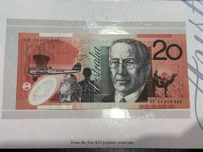 《外钞收藏家》第六百三十一期（五一假期场）（长期征集拍品、欢迎藏友们联系合作） 1994年澳大利亚20元 塑料钞 全新 带册子