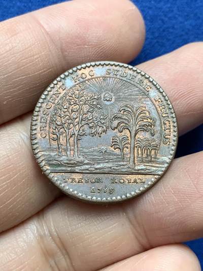 《竞宝斋》第484场 周日，周一，周二 3场连拍 （全场包邮）20级店铺 欢迎送拍 法国1789年路易十五头像铜质代币