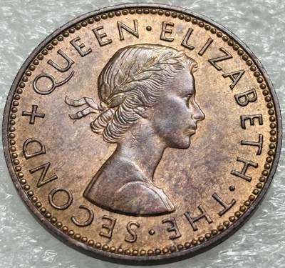 文馨钱币收藏第 302 场，国外回流老铜币，中东阿拉伯地区，拉美等国货币，30 号 1 号二连拍，长期接代拍业务，预计 4 月 4-5 号发货 铜光美品 1962 年英属新西兰半便士铜币