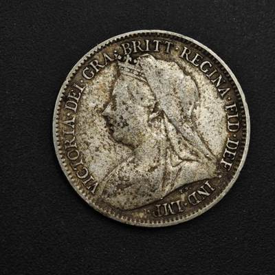 【淘币小摊】实时拍第九百零二拍   银币场    每周一统一发货 英国1895年维多利亚6便士银币